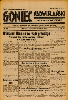 Goniec Nadwiślański: Głos Pomorski: Niezależne pismo poranne, poświęcone sprawom stanu średniego 1938.09.15 R.14 Nr212