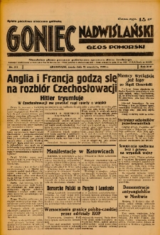 Goniec Nadwiślański: Głos Pomorski: Niezależne pismo poranne, poświęcone sprawom stanu średniego 1938.09.21 R.14 Nr217