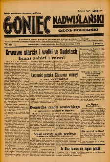 Goniec Nadwiślański: Głos Pomorski: Niezależne pismo poranne, poświęcone sprawom stanu średniego 1938.09.24-25 R.14 Nr220