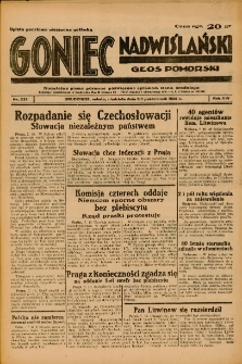 Goniec Nadwiślański: Głos Pomorski: Niezależne pismo poranne, poświęcone sprawom stanu średniego 1938.10.09-08 R.14 Nr232