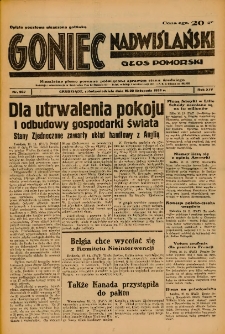 Goniec Nadwiślański: Głos Pomorski: Niezależne pismo poranne, poświęcone sprawom stanu średniego 1938.11.19-20 R.14 Nr267