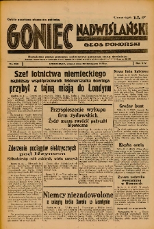 Goniec Nadwiślański: Głos Pomorski: Niezależne pismo poranne, poświęcone sprawom stanu średniego 1938.11.22 R.14 Nr269