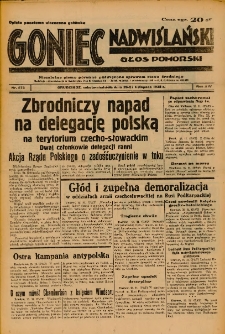 Goniec Nadwiślański: Głos Pomorski: Niezależne pismo poranne, poświęcone sprawom stanu średniego 1938.11.26-27 R.14 Nr273