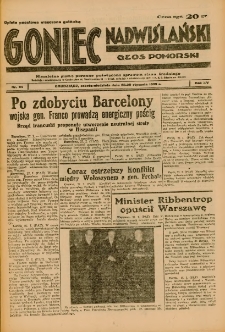 Goniec Nadwiślański: Głos Pomorski: Niezależne pismo poranne, poświęcone sprawom stanu średniego 1939.01.28-29 R.15 Nr24