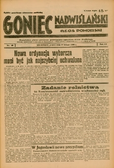 Goniec Nadwiślański: Głos Pomorski: Niezależne pismo poranne, poświęcone sprawom stanu średniego 1939.02.17 R.15 Nr40