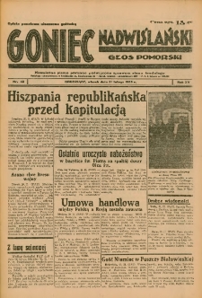 Goniec Nadwiślański: Głos Pomorski: Niezależne pismo poranne, poświęcone sprawom stanu średniego 1939.02.21 R.15 Nr43