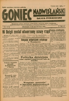 Goniec Nadwiślański: Głos Pomorski: Niezależne pismo poranne, poświęcone sprawom stanu średniego 1939.02.13 R.15 Nr44