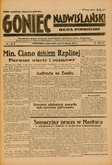 Goniec Nadwiślański: Głos Pomorski: Niezależne pismo poranne, poświęcone sprawom stanu średniego 1939.02.27 R.15 Nr48