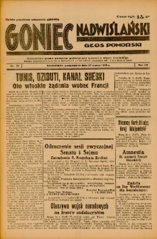 Goniec Nadwiślański: Głos Pomorski: Niezależne pismo poranne, poświęcone sprawom stanu średniego 1939.03.27 R.15 Nr72