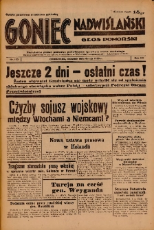 Goniec Nadwiślański: Głos Pomorski: Niezależne pismo poranne, poświęcone sprawom stanu średniego 1939.05.04 R.15 Nr103