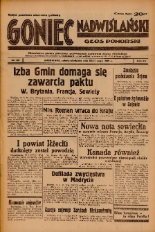 Goniec Nadwiślański: Głos Pomorski: Niezależne pismo poranne, poświęcone sprawom stanu średniego 1939.05.20-21 R.15 Nr116