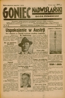 Goniec Nadwiślański: Głos Pomorski: Niezależne pismo poranne, poświęcone sprawom stanu średniego 1934.07.29 R.10 Nr171