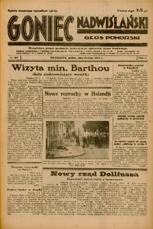 Goniec Nadwiślański: Głos Pomorski: Niezależne pismo poranne, poświęcone sprawom stanu średniego 1934.07.13 R.10 Nr157