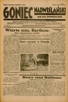 Goniec Nadwiślański: Głos Pomorski: Niezależne pismo poranne, poświęcone sprawom stanu średniego 1934.07.13 R.10 Nr157
