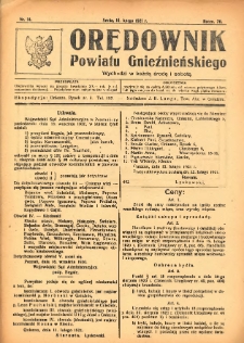Orędownik Powiatu Gnieźnieńskiego: wychodzi w każdą środę i sobotę 1921.02.16 R.70 Nr14
