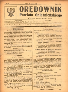 Orędownik Powiatu Gnieźnieńskiego: wychodzi w każdą środę i sobotę 1921.06.11 R.70 Nr47