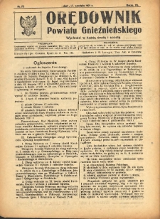 Orędownik Powiatu Gnieźnieńskiego: wychodzi w każdą środę i sobotę 1921.09.17 R.70 Nr75