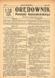 Orędownik Powiatu Gnieźnieńskiego: wychodzi w każdą środę i sobotę 1921.11.12 R.70 Nr91