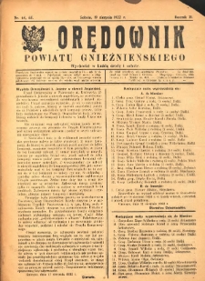 Orędownik Powiatu Gnieźnieńskiego: wychodzi w każdą środę i sobotę 1922.08.19 R.71 Nr64-65