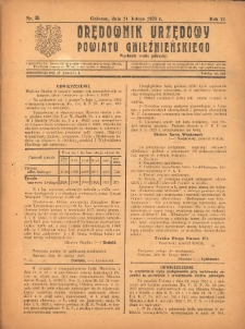 Orędownik Urzędowy Powiatu Gnieźnieńskiego: wychodzi wedle potrzeby 1923.02.24 R.72 Nr11