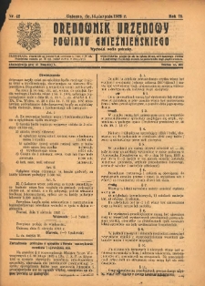 Orędownik Urzędowy Powiatu Gnieźnieńskiego: wychodzi wedle potrzeby 1923.08.14 R.72 Nr42