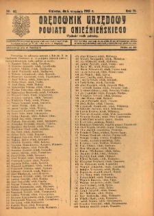 Orędownik Urzędowy Powiatu Gnieźnieńskiego: wychodzi wedle potrzeby 1923.09.01 R.72 Nr46