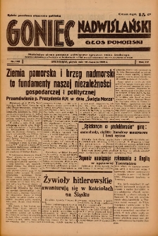 Goniec Nadwiślański: Głos Pomorski: Niezależne pismo poranne, poświęcone sprawom stanu średniego 1939.06.30 R.15 Nr148