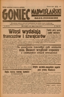 Goniec Nadwiślański: Głos Pomorski: Niezależne pismo poranne, poświęcone sprawom stanu średniego 1939.07.12 R.15 Nr157