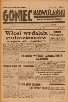 Goniec Nadwiślański: Głos Pomorski: Niezależne pismo poranne, poświęcone sprawom stanu średniego 1939.07.13 R.15 Nr158