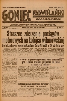 Goniec Nadwiślański: Głos Pomorski: Niezależne pismo poranne, poświęcone sprawom stanu średniego 1939.07.18 R.15 Nr163