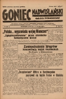 Goniec Nadwiślański: Głos Pomorski: Niezależne pismo poranne, poświęcone sprawom stanu średniego 1939.08.11 R.15 Nr184