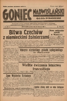 Goniec Nadwiślański: Głos Pomorski: Niezależne pismo poranne, poświęcone sprawom stanu średniego 1939.08.18 R.15 Nr189