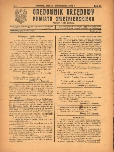 Orędownik Urzędowy Powiatu Gnieźnieńskiego: wychodzi wedle potrzeby 1923.10.17 R.72 Nr55