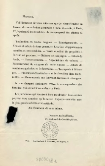 [Zawiadomienie Inc.:] " Monsieur, J'ai l'honneur de vous informer que je viens ..."