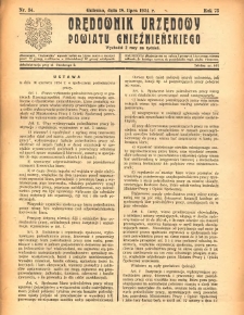 Orędownik Urzędowy Powiatu Gnieźnieńskiego: wychodzi 2 razy na tydzień 1924.07.18 R.73 Nr34
