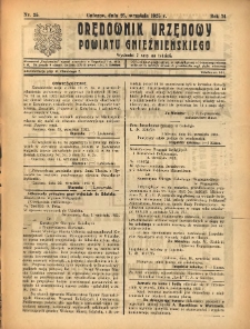 Orędownik Urzędowy Powiatu Gnieźnieńskiego: wychodzi 2 razy na tydzień 1925.09.25 R.74 Nr35