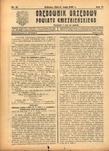 Orędownik Urzędowy Powiatu Gnieźnieńskiego: wychodzi 2 razy na tydzień 1926.05.05 R.75 Nr14