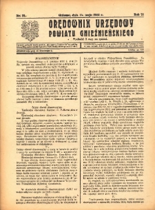 Orędownik Urzędowy Powiatu Gnieźnieńskiego: wychodzi 2 razy na tydzień 1924.05.15 R.73 Nr24