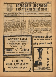 Orędownik Urzędowy Powiatu Gnieźnieńskiego: wychodzi 2 razy na tydzień 1926.07.15 R.75 Nr22