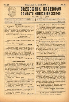 Orędownik Urzędowy Powiatu Gnieźnieńskiego: wychodzi 2 razy na tydzień 1926.08.12 R.75 Nr29