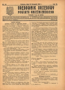 Orędownik Urzędowy Powiatu Gnieźnieńskiego: wychodzi 2 razy na tydzień 1926.11.10 R.75 Nr49