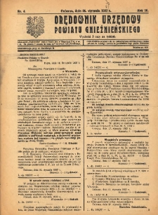 Orędownik Urzędowy Powiatu Gnieźnieńskiego: wychodzi 2 razy na tydzień 1927.01.21 R.76 Nr4