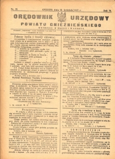 Orędownik Urzędowy Powiatu Gnieźnieńskiego: wychodzi w środy i soboty 1927.04.13 R.76 Nr21