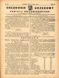 Orędownik Urzędowy Powiatu Gnieźnieńskiego: wychodzi w środy i soboty 1927.07.02 R.76 Nr46
