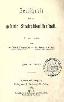 Zeitschrift für die Gesamte Strafrechtswissenschaft. Bd.2