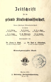 Zeitschrift für die Gesamte Strafrechtswissenschaft. Bd.21