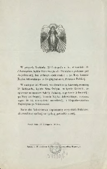 [Zaproszenie Inc.:] " W przyszłą niedzielę, 27 Listopada r. b., w kościele ..."