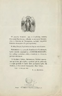 [Zaproszenie Inc.:] " W przyszły czwartek, jako w trzydziestą rocznicę Powstania Narodowego ..."