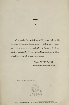 [Zaproszenie Inc.:] " W przyszły piątek, t.j. dnia 29go b.m. jako w 48ą Rocznicę Powstania Narodowego ..."