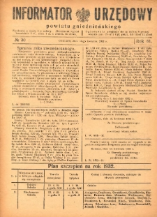 Informator Urzędowy Powiatu Gnieźnieńskiego 1932.04.16 R.81 Nr30